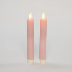 Anna's Collection LED dinerkaarsen - 2x st - lichtroze - 18 cm