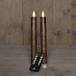 Anna's Collection LED dinerkaarsen - 2x - brons - 23 cm