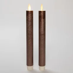 Anna's Collection LED dinerkaarsen - 2x - brons - 23 cm