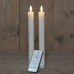 Anna's Collection Led dinerkaarsen - 2x st - wit - ribbel - 23 cm