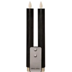 Anna's Collection LED dinerkaarsen - zwart - 2x - 23 cm