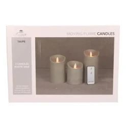 Anna's Collection LED kaarsen - 3x taupe - afstandsbediening