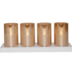 Anna's Collection LED kaarsen in glas -4x - oranje -oplaadstation