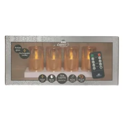 Anna's Collection LED kaarsen in glas -4x - oranje -oplaadstation