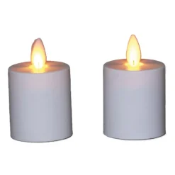 Anna's Collection LED kaarsen - 2x - wit - H8 cm - bewegende vlam