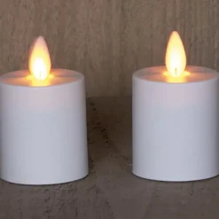 Anna's Collection LED kaarsen - 2x - wit - H8 cm - bewegende vlam