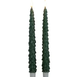 Anna's Collection LED kerstboom dinerkaarsen - 2x - groen - 27 cm