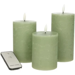 Anna's Collection LED Stompkaarsen -afstandsbediening - 3x -groen