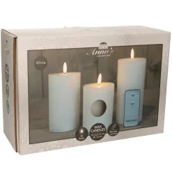 Anna's Collection LED Stompkaarsen met afstandsbediening - 3x - wit