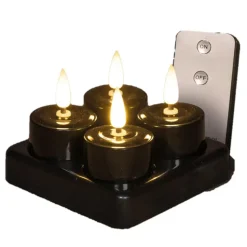 Anna's Collection LED waxinelichtjes - 4x -zwart - oplaadbaar