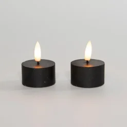 Anna's Collection LED waxinelichtjes - 2x -zwart -D4 x H5 cm