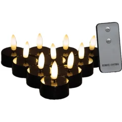 Anna's Collection LED waxinelichtjes - 10x -zwart -3,5 x 1,5 cm