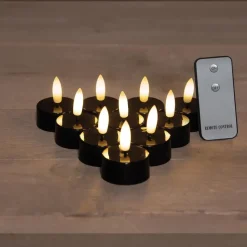 Anna's Collection LED waxinelichtjes - 10x -zwart -3,5 x 1,5 cm