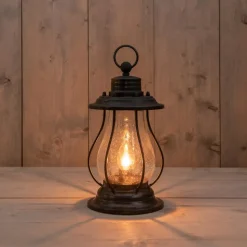 Anna's Collection Solar lantaarn - vlameffect - 17 x 31 cm - metaal