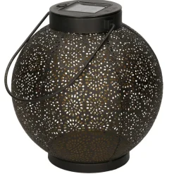 Anna's Collection Solar lantaarn - zwart - cirkels - 19 cm