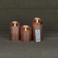Anna's Collection Stompkaarsen - 3x - koper - LED kaarsen
