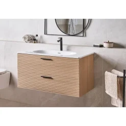 ARAPA - Wandgemonteerd meubel met wasbak - Lichtbruin - MDF