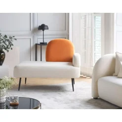 ARCEY - Chaise longue - Wit/Oranje - Fluweel
