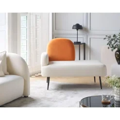 ARCEY - Chaise longue - Wit - Fluweel