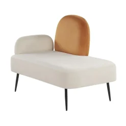 ARCEY - Chaise longue - Wit - Fluweel