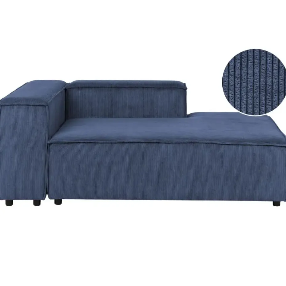 ARDAL - Chaise longue - Donkerblauw - Linkszijdig - Corduroy