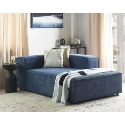 ARDAL - Chaise longue - Donkerblauw - Linkszijdig - Corduroy