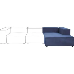 ARDAL - Chaise longue - Donkerblauw - Linkszijdig - Corduroy