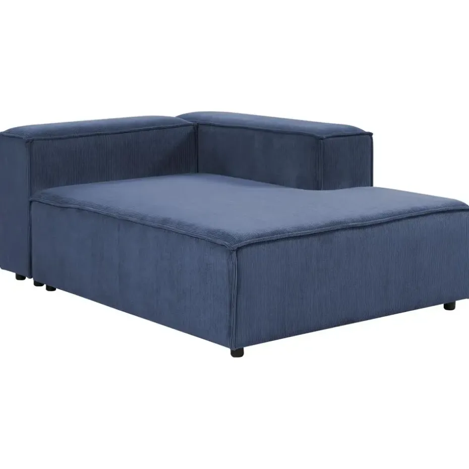 ARDAL - Chaise longue - Donkerblauw - Linkszijdig - Corduroy