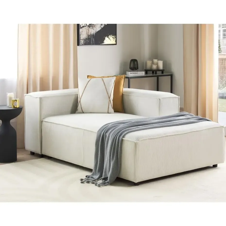ARDAL - Chaise longue - Off-white - Linkszijdig - Corduroy