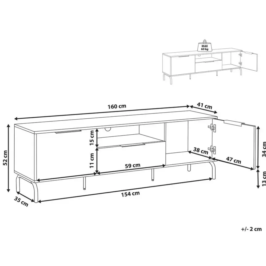 ARKLEY - TV-meubel - Zwart - Vezelplaat