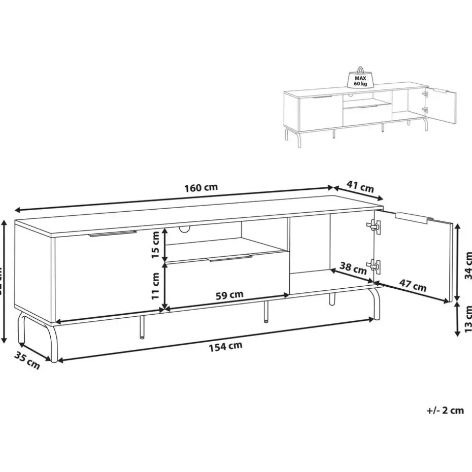 ARKLEY - TV-meubel - Zwart - Vezelplaat