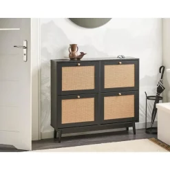 ARMIDALE - Schoenenkast 4 vakken - Zwart - Vezelplaat