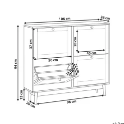 ARMIDALE - Schoenenkast 4 vakken - Zwart - Vezelplaat