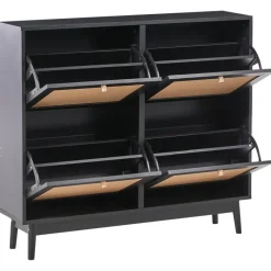 ARMIDALE - Schoenenkast 4 vakken - Zwart - Vezelplaat