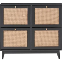 ARMIDALE - Schoenenkast 4 vakken - Zwart - Vezelplaat