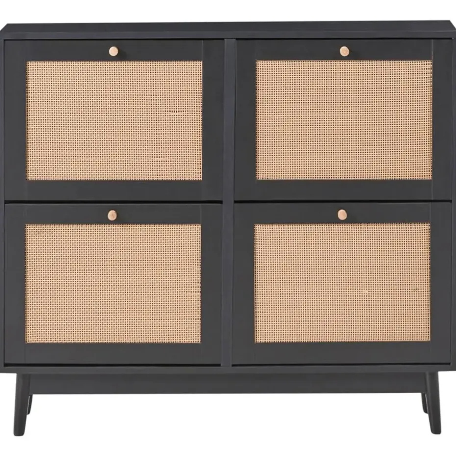 ARMIDALE - Schoenenkast 4 vakken - Zwart - Vezelplaat