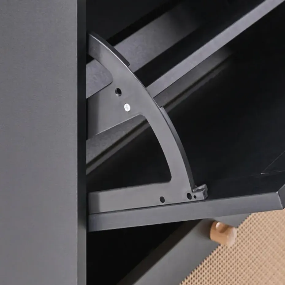 ARMIDALE - Schoenenkast 4 vakken - Zwart - Vezelplaat