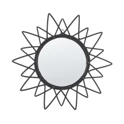 AROEK - Wandspiegel - Zwart - Rotan