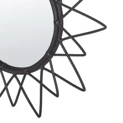 AROEK - Wandspiegel - Zwart - Rotan