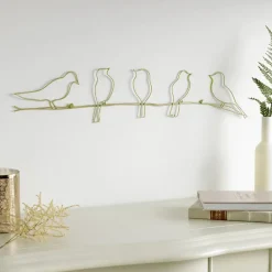 Art for the Home Metal Art Vogels op draad goud 60x12,5cm