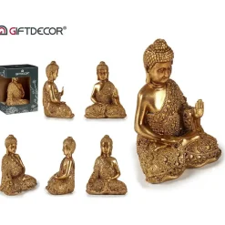 Arte r Boeddha beeld - rust - polyresin - goud - 18 cm - binnen