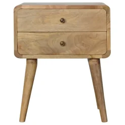 Artisan Furniture Massief Houten Gebogen Eiken Nachtkastje