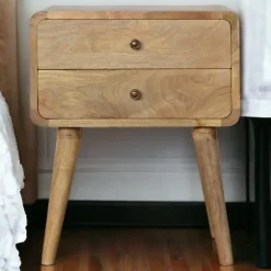 Artisan Furniture Massief Houten Gebogen Eiken Nachtkastje