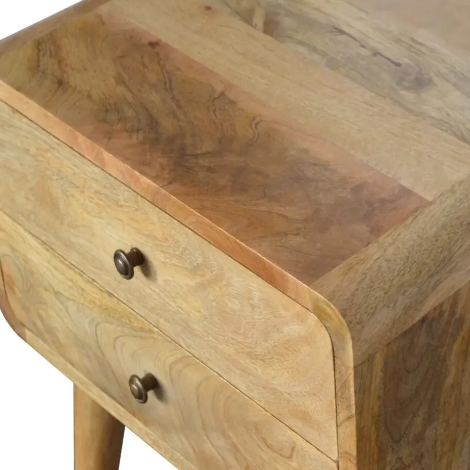 Artisan Furniture Massief Houten Gebogen Eiken Nachtkastje