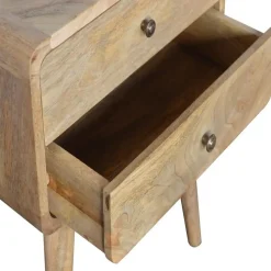 Artisan Furniture Massief Houten Gebogen Eiken Nachtkastje