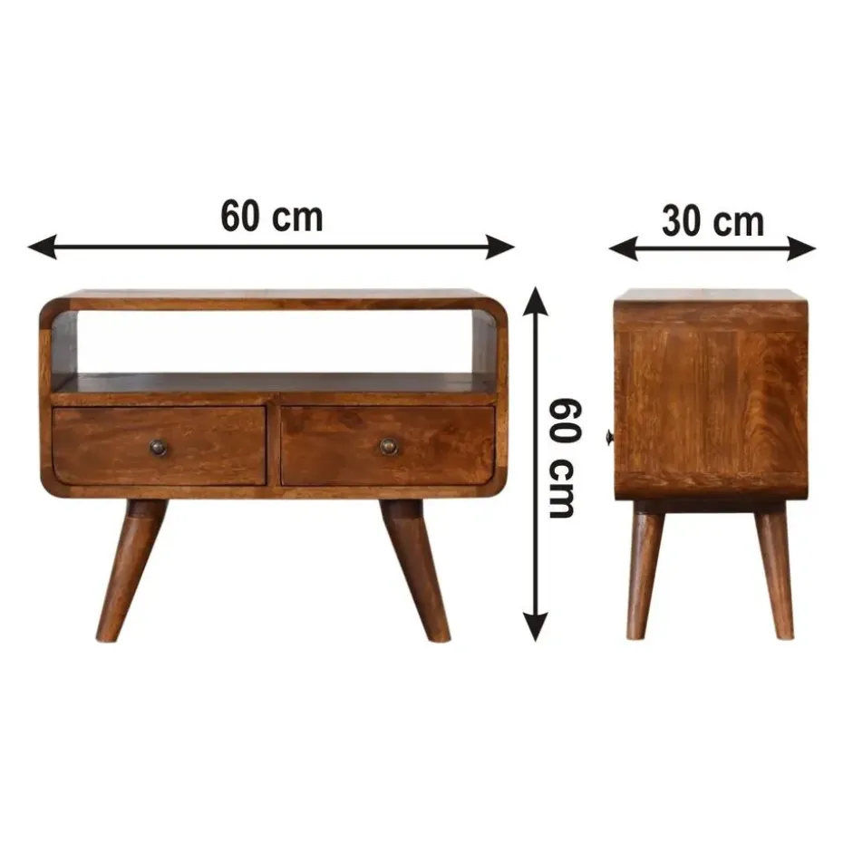 Artisan Furniture Solid hout Kastanje Gebogen TV meubel