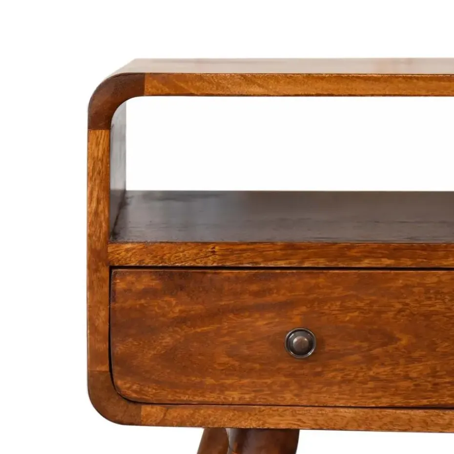 Artisan Furniture Solid hout Kastanje Gebogen TV meubel