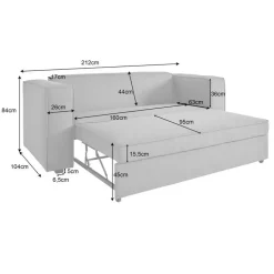 Asmund - Slaapbank 2-zits in antraciet linnenoptik