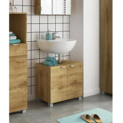 Atlas - Wastafelonderkast 60 cm met 2 deuren in eikenoptik