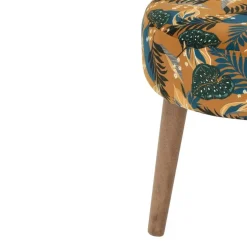 Atmosphera Bijzet kruk Jungle - okergeel - hout - 38 x 40 cm